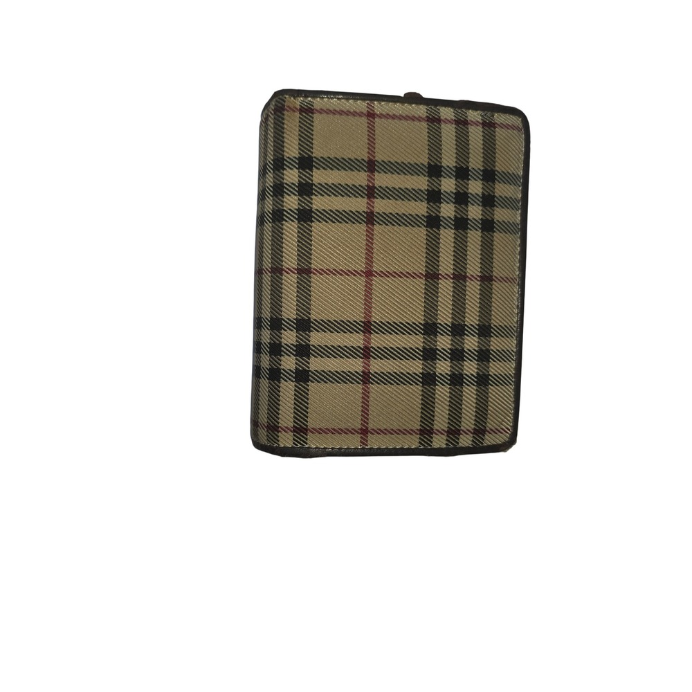 Burberry London Bifold Wallet Nova Check Canvas Brown Leather Coin Pocket